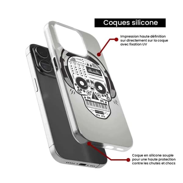 Siliconecover med tryck kompatibel med Samsung Galaxy A05 Skull Music