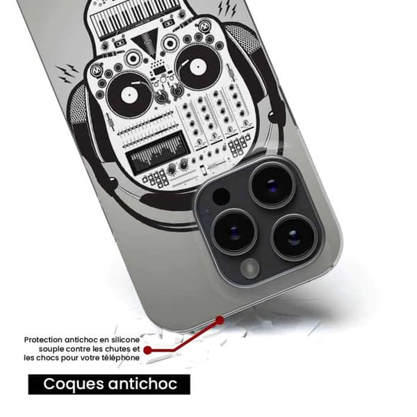 Siliconecover med tryck kompatibel med Samsung Galaxy A05 Skull Music