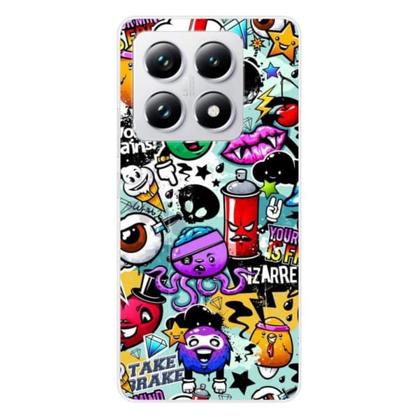 Silicone-skal med tryck som är kompatibel med Xiaomi 14T 4G Graffiti 2