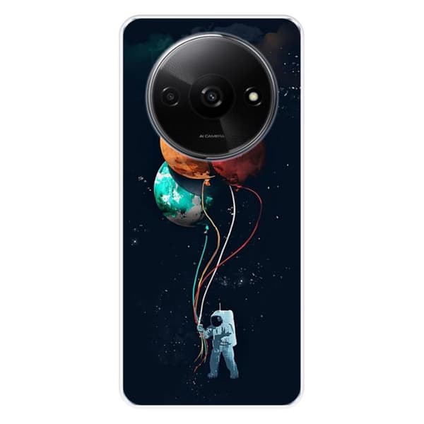 Siliconfodral med tryck kompatibel med Xiaomi Redmi A3 4G Rymdresenär med ballonger