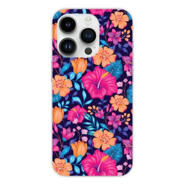 Siliconfodral med tryck kompatibelt med Apple iPhone 14 Pro Exotiska blommor