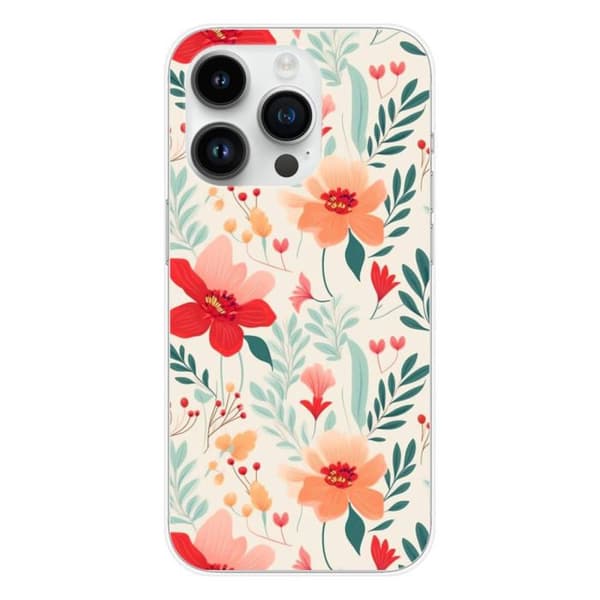 Silicone case med tryck kompatibel med Apple iPhone 14 Pro Flower wall