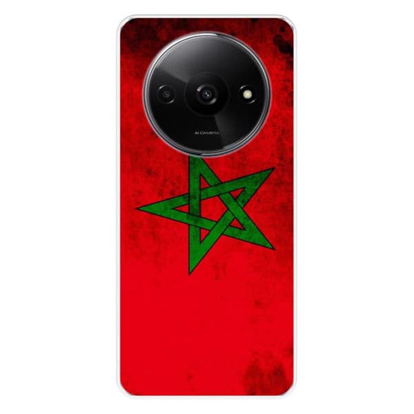 Siliconfodral med tryck kompatibel med Xiaomi Redmi A3 4G Marockos flagga