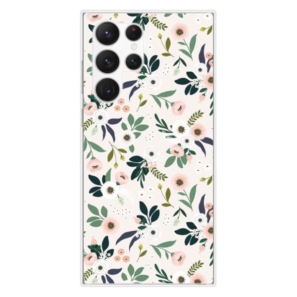 Silicone-skal med tryck kompatibel med Samsung Galaxy S23 Ultra Blommor