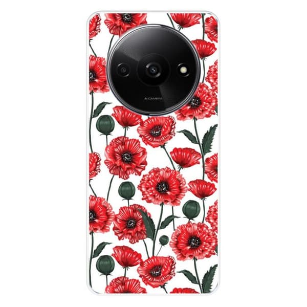 Siliconfodral med tryck kompatibel med Xiaomi Redmi A3 4G Pionblommor
