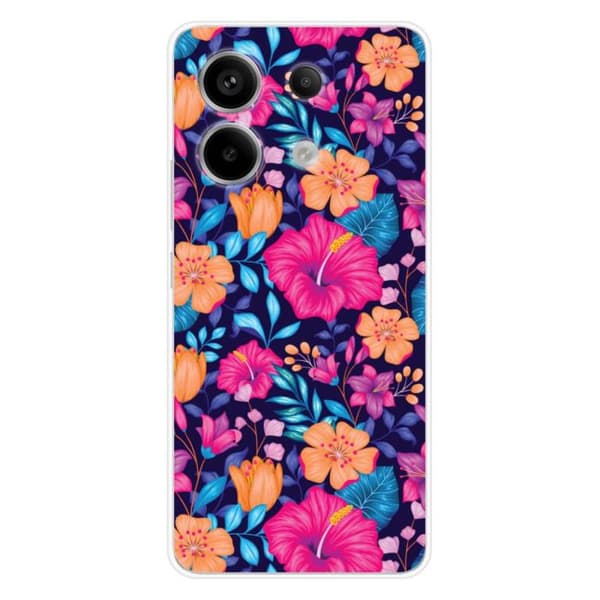 Siliconfodral med tryck kompatibel med Xiaomi Redmi Note 13 Pro 5G Exotiska Blommor
