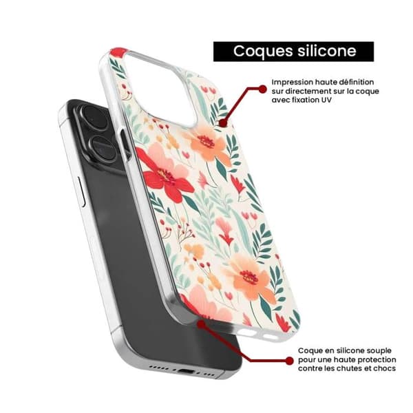 Siliconetui med tryck kompatibel med Xiaomi Redmi Note 13 Pro 5G Blomvägg