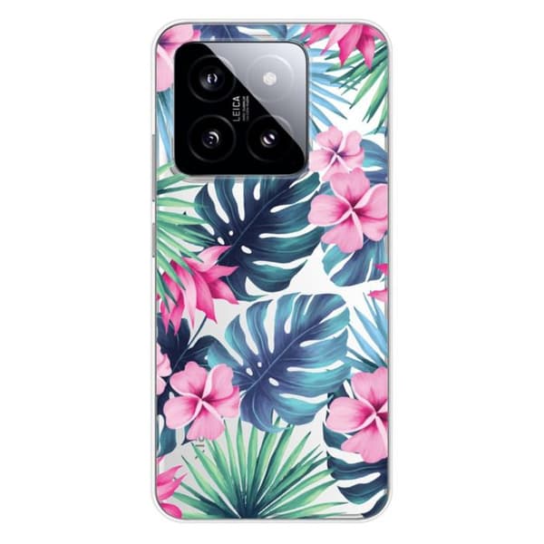 Coque i silikon med tryck som är kompatibel med Xiaomi 14 Pro Tropical Aquarelle