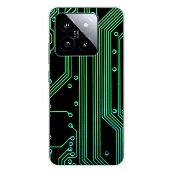 Siliconefodral med tryck, kompatibelt med Xiaomi 14 Pro, Geek kretsstruktur