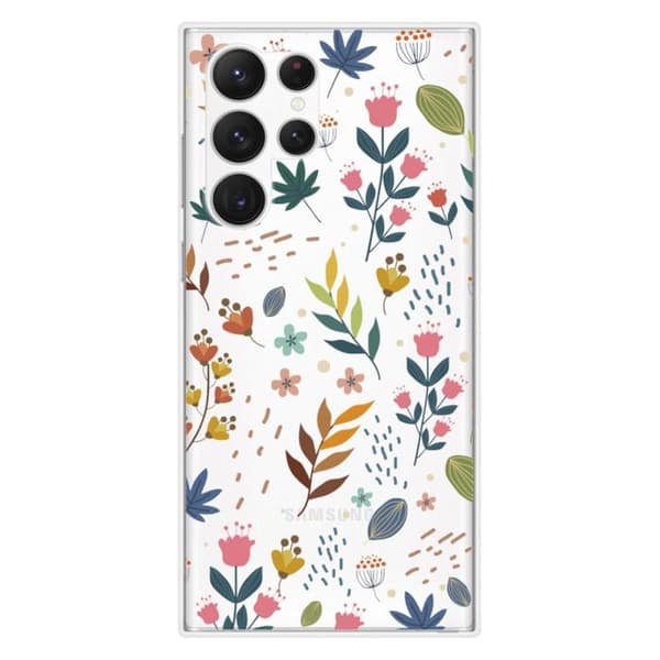 Silicone-skal med tryck som är kompatibel med Samsung Galaxy S23 Ultra Färgade blommor