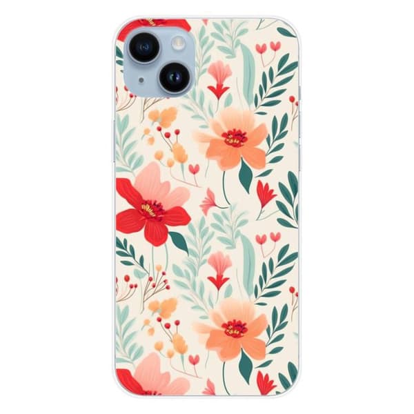 Siliconefodral med tryck kompatibel med Apple iPhone 14 Plus Blomvägg