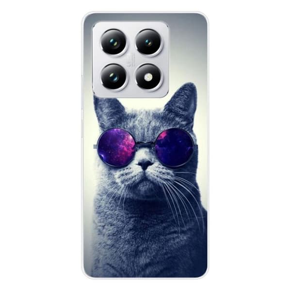 Silikonlock med tryck kompatibel med Xiaomi 14T Pro Katt med glasögon