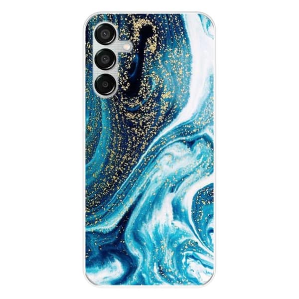 Siliconfodral med tryck kompatibel med Samsung Galaxy M15 5G Marmor Blå Glitter