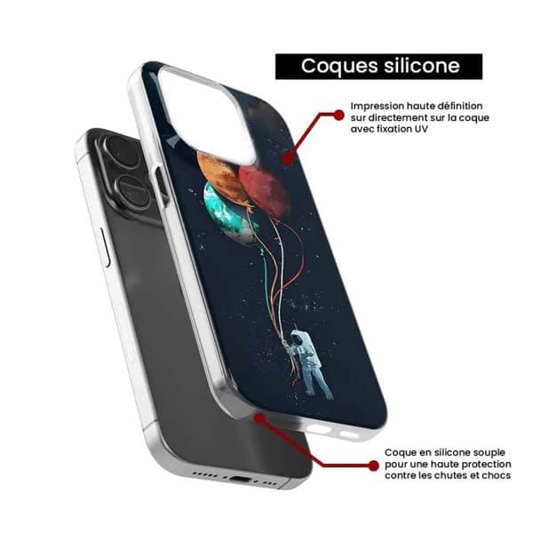 Siliconefodral med tryck kompatibelt med Xiaomi 14 Pro Cosmonaute med ballonger