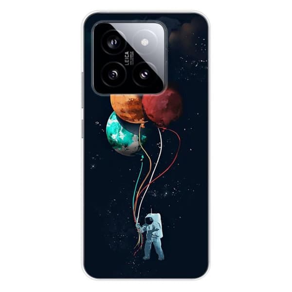 Siliconefodral med tryck kompatibelt med Xiaomi 14 Pro Cosmonaute med ballonger