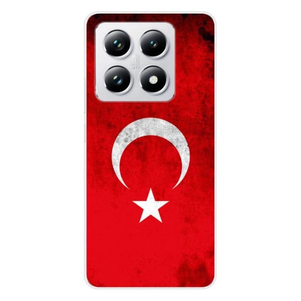 Siliconefodral med tryck kompatibel med Xiaomi 14T Pro Turkiets flagga