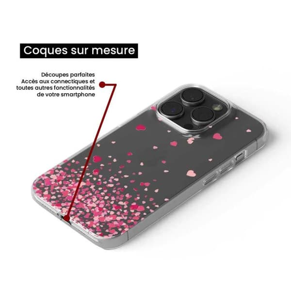 Silikonskal med tryck kompatibel med Xiaomi Redmi Note 12 Pro Plus, Rosa Hjärtans Konfetti