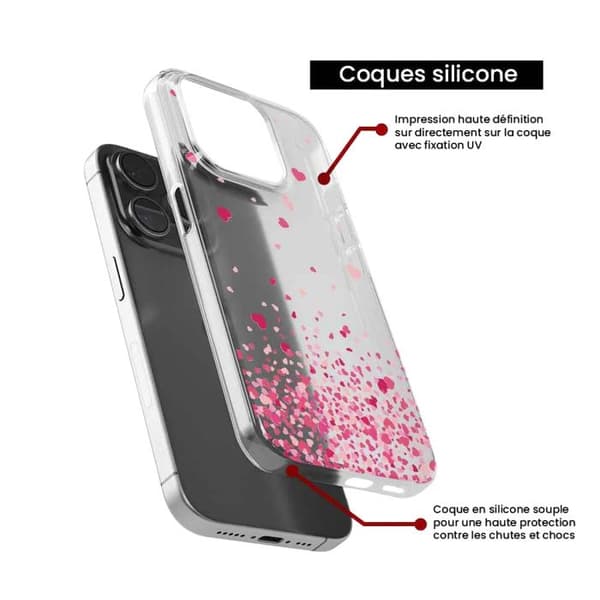 Silikonskal med tryck kompatibel med Xiaomi Redmi Note 12 Pro Plus, Rosa Hjärtans Konfetti