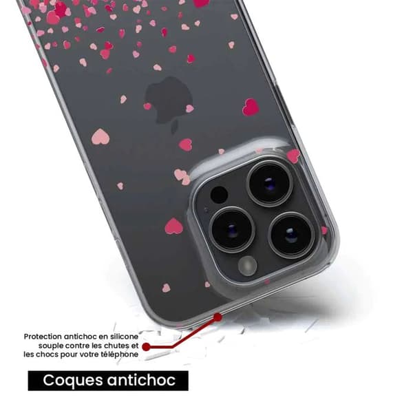 Silikonskal med tryck kompatibel med Xiaomi Redmi Note 12 Pro Plus, Rosa Hjärtans Konfetti