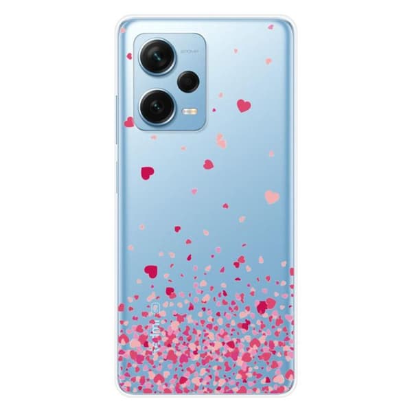 Silikonskal med tryck kompatibel med Xiaomi Redmi Note 12 Pro Plus, Rosa Hjärtans Konfetti