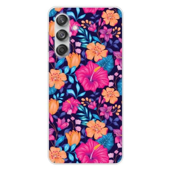 Siliconfodral med tryck kompatibel med Samsung Galaxy M55 5G Exotiska blommor