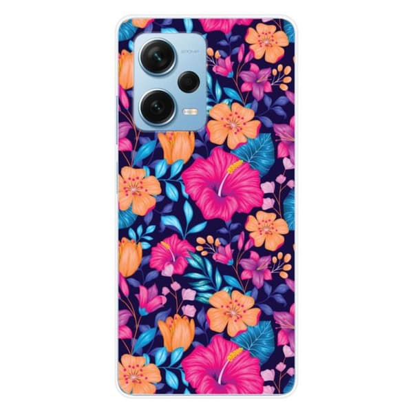 Silikonskal med tryck kompatibel med Xiaomi Redmi Note 12 Pro Plus Exotiska Blommor