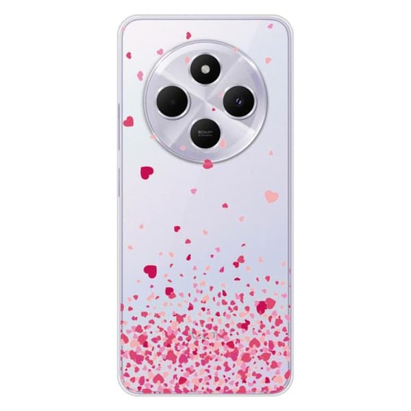 Silikonfodral med tryck kompatibel med Xiaomi Redmi 14C 4G Konfetti av rosa hjärtan