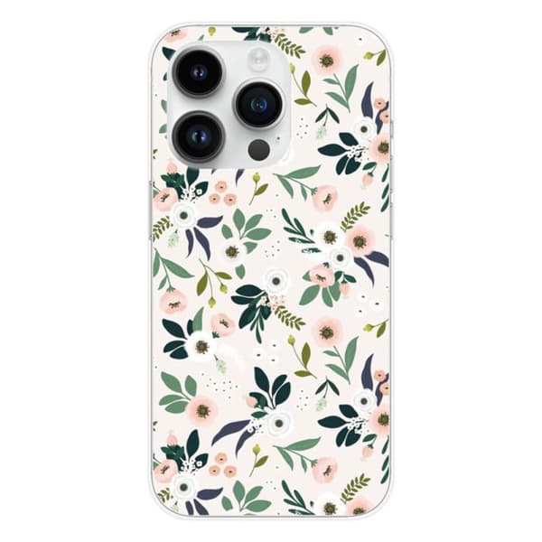 Siliconecover med tryck kompatibel med Apple iPhone 15 Pro blommor