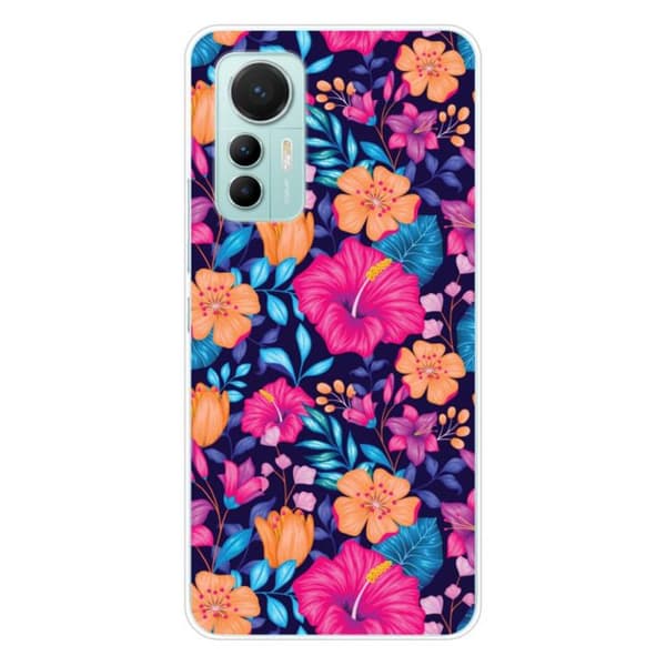Silikonettfodral med tryck som är kompatibelt med Xiaomi Mi 12 Lite Exotiska Blommor
