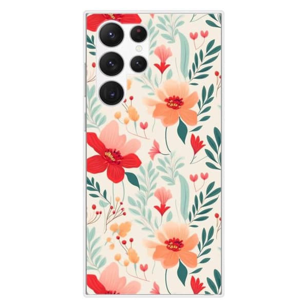Silicone-fodral med tryck kompatibel med Samsung Galaxy S23 Ultra Blomvägg