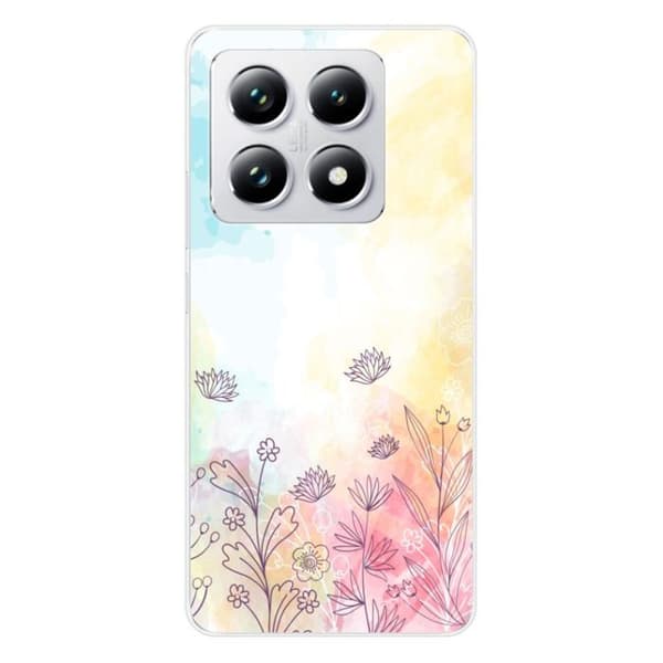 Silicon-skal med mönster kompatibel med Xiaomi 14T Pro Akvarellblommor