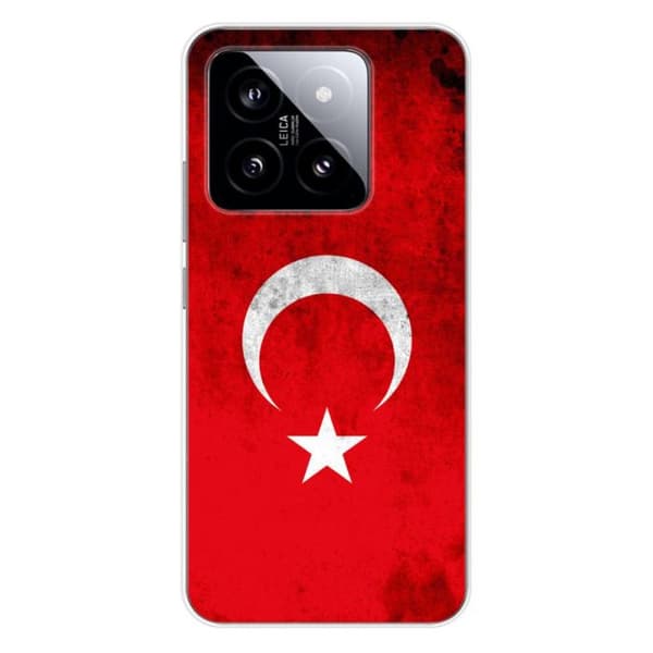 Siliconfodral med tryck kompatibelt med Xiaomi 14 Pro Turkiets flagga