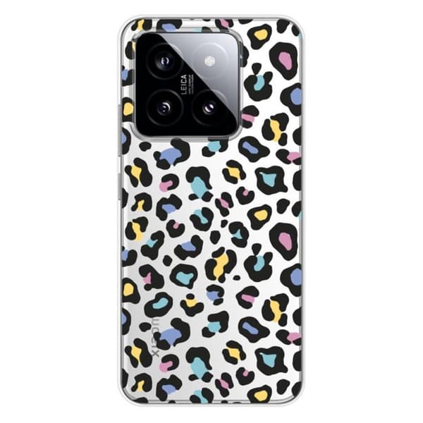 Silikonskal med tryck kompatibel med Xiaomi 14 Pro Färgglad leopard