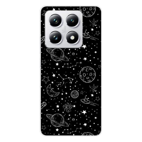 Siliconefodral med tryck kompatibel med Xiaomi 14T Pro Galaxy draw