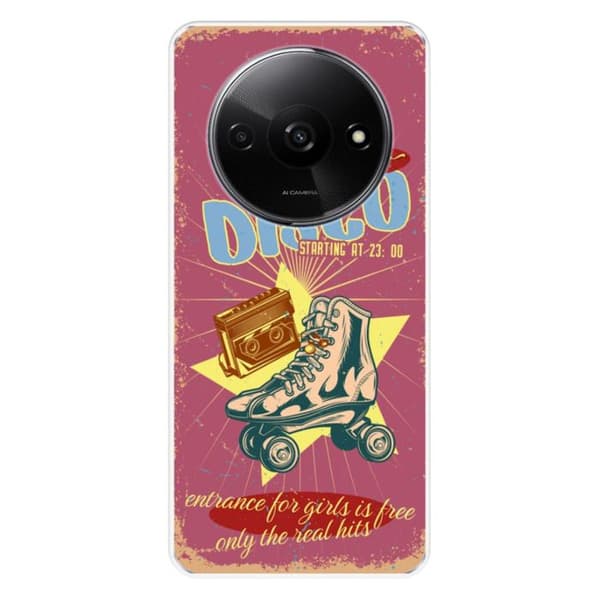 Siliconfodral med tryck kompatibelt med Xiaomi Redmi A3 4G Retro disco