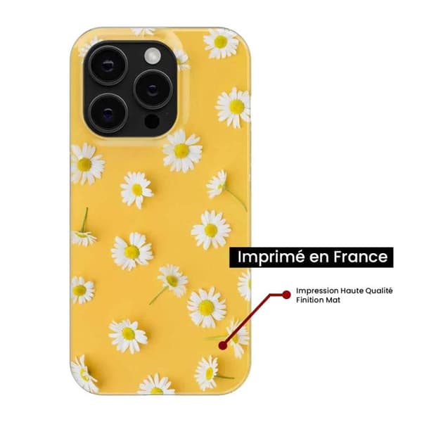 Siliconefodral med tryck kompatibel med Apple iPhone 15 Marguerittes