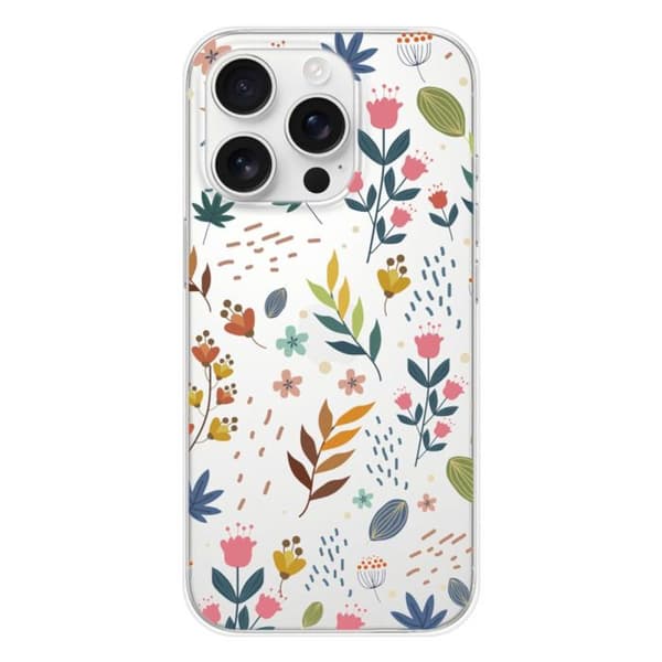 Silikonskal med tryck kompatibel med Apple iPhone 16 Pro Färgade blommor