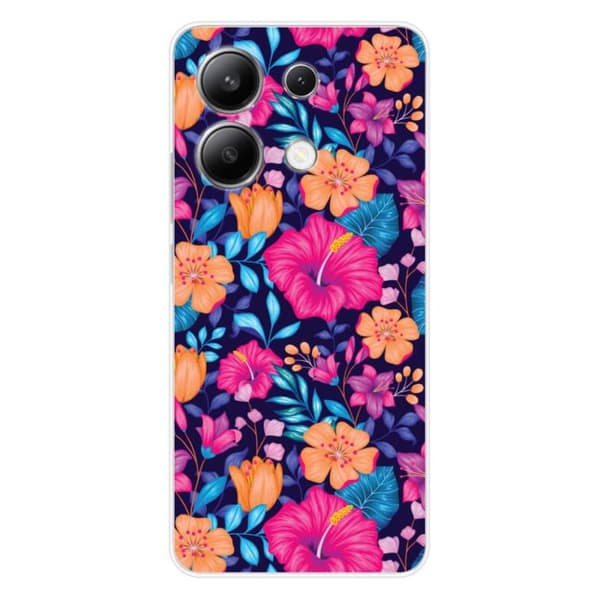 Siliconfodral med tryck kompatibelt med Xiaomi Redmi Note 13 4G, Exotiska Blommor