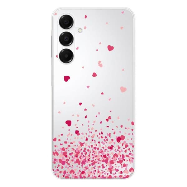 Siliconefodral med tryck kompatibel med Samsung Galaxy A36 5G, Rosa Hjärtkonfetti