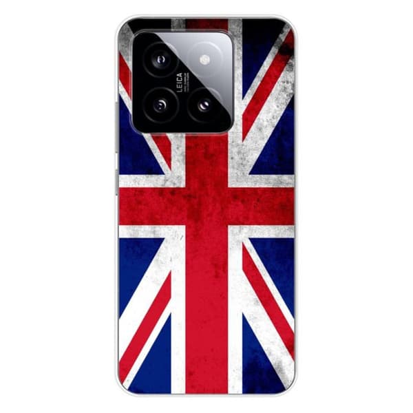 Siliconfodral med tryck som är kompatibelt med Xiaomi 14 Pro England Flagga