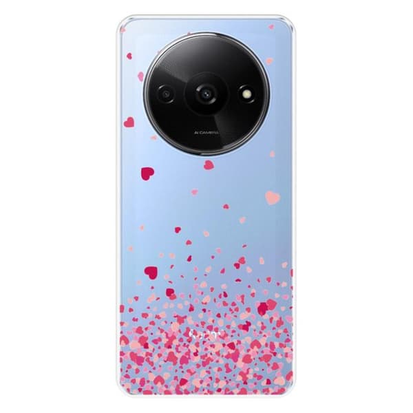 Silikonhölje med tryck kompatibelt med Xiaomi Redmi A3 4G Med hjärtans konfetti i rosa