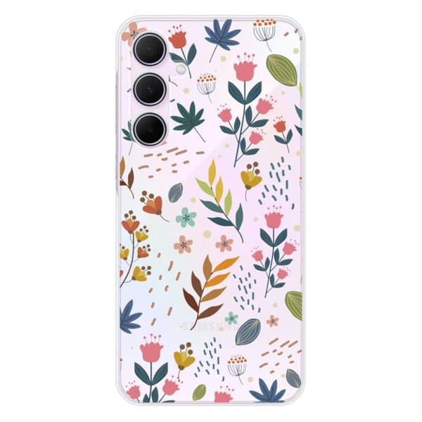 Siliconfodral med tryck kompatibelt med Samsung Galaxy A55 5G Färgglada blommor
