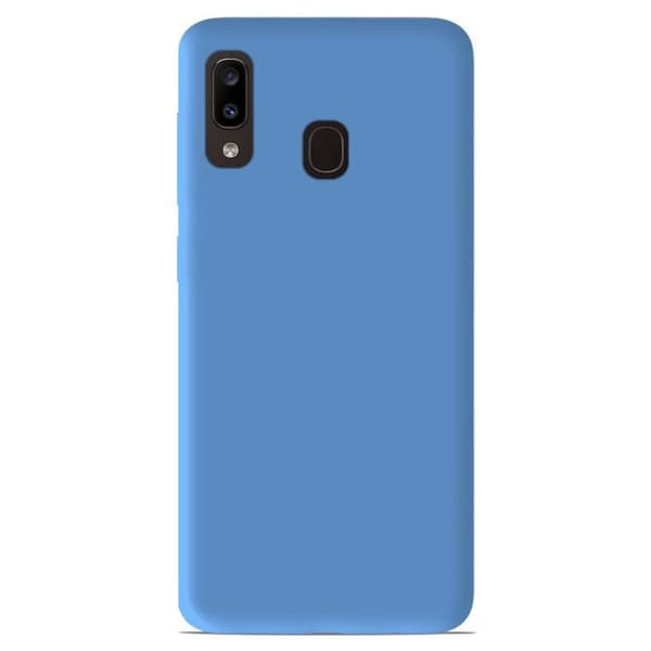 Vanligt mattblått silikonfodral som är kompatibelt med Samsung Galaxy A20e