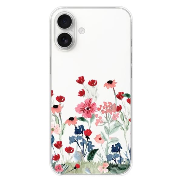 Siliconefodral med tryck kompatibel med Apple iPhone 16 Plus Blomster i vårblomster