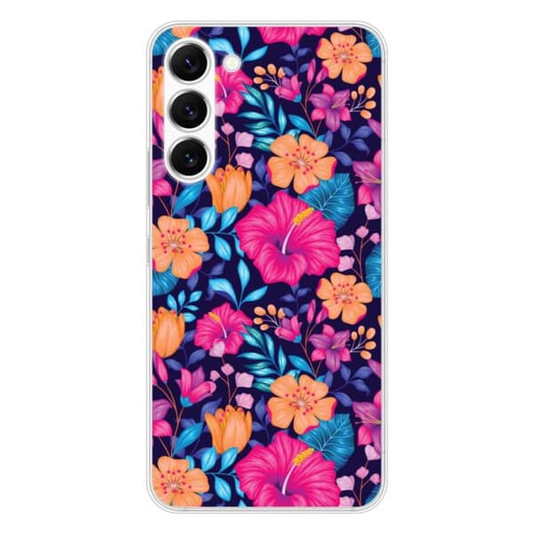 Silicone-skal med tryck kompatibel med Samsung Galaxy S23 Exotiska Blommor