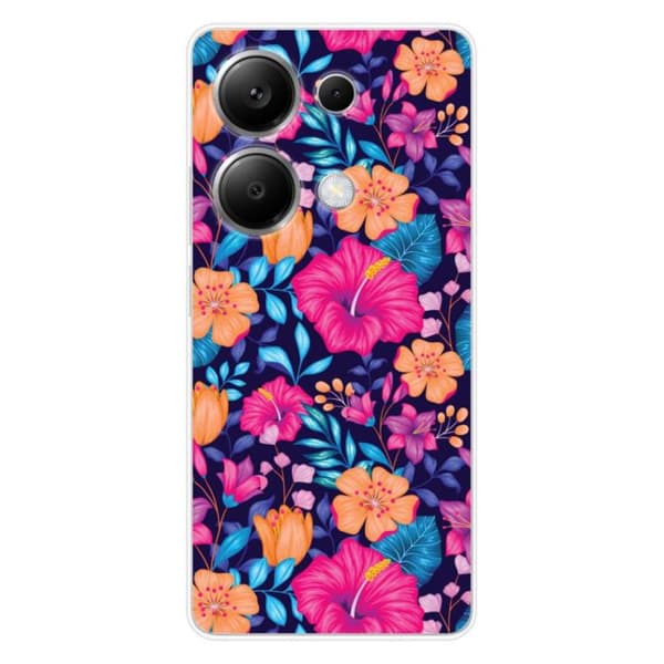Silikonskal med tryck kompatibel med Xiaomi Redmi Note 13 Pro 4G Exotiska Blommor