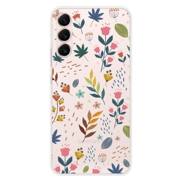 Siliconefodral med tryck kompatibel med Samsung Galaxy S23 Plus Färgade blommor