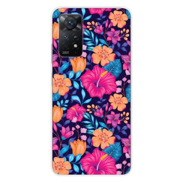 Siliconfodral med tryck kompatibelt med Xiaomi Redmi Note 11 Pro Plus 5G Exotiska Blommor