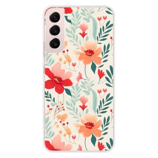 Silicone-skal med tryck kompatibel med Samsung Galaxy S22 Plus Blomvägg