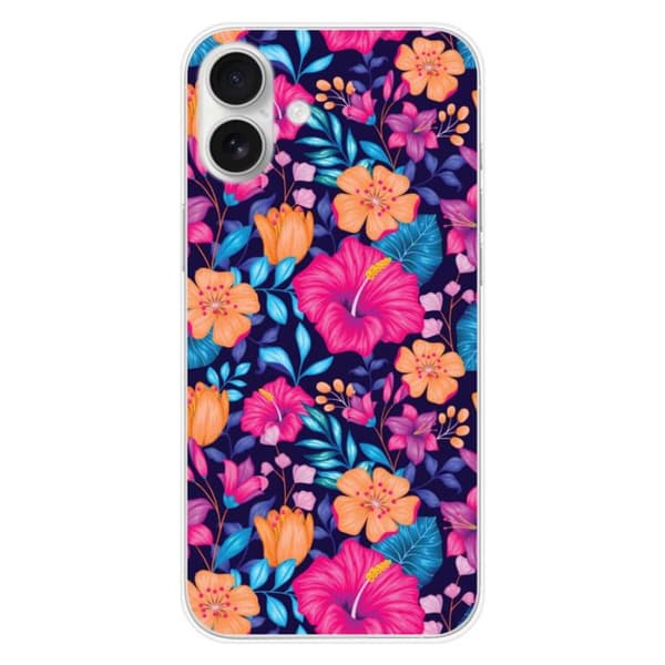 Siliconehölje med tryck kompatibel med Apple iPhone 16 Plus Exotiska Blommor
